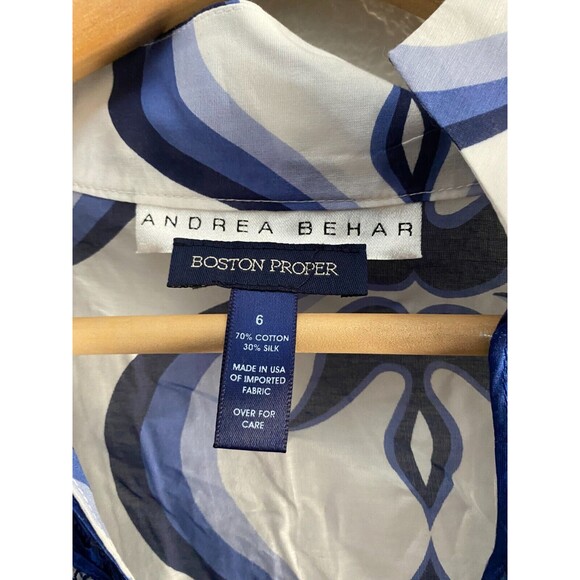 Boston Proper Andrea Behar Blouse Tunic Shirt Top Size Small Sheer Multi-Color - Picture 2 of 4